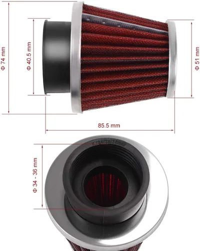 Miniatura 4 de Evermotor - Filtro de aire de acero de doble capa para motor, limpiador de carburador de 34 mm, 35 mm, 36 mm, para motocicleta, scooter, ATV
