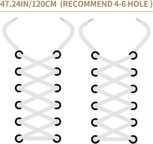 Miniatura 4 de 3 pares de cordones planos para zapatos deportivos, cordones planos de 516 pulgadas de ancho y 47 pulgadas de largo, cordones blancos de repuesto