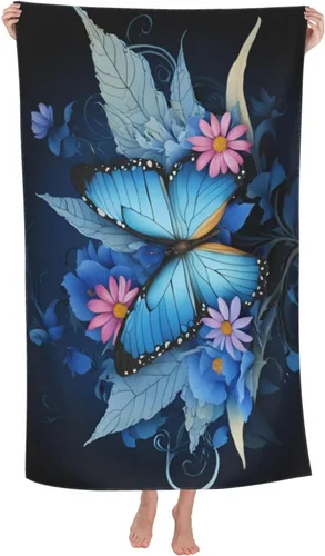 Miniatura 22 de Dujiea Toalla de playa de microfibra, toallas de baño grandes con diseño floral de caballo 3D para mujeres y hombres, toallas de baño de secado