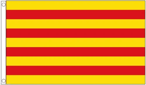 Bandera catalana de 3 x 5 pies Cataluña Catalana Barcelona España España La Senyera Premium Color vívido y decoloración UV BEST Garden Outdor -