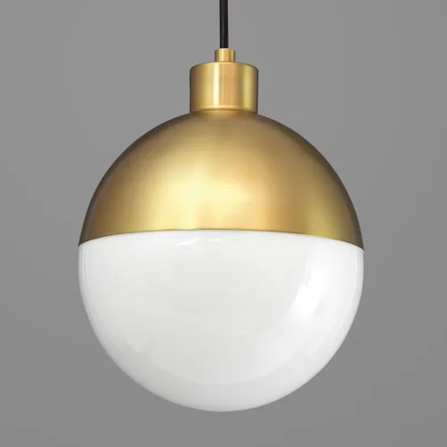 Miniatura 8 de Globe LED Collection - Lámpara colgante moderna de cristal ópalo de mediados de siglo, bronce cepillado