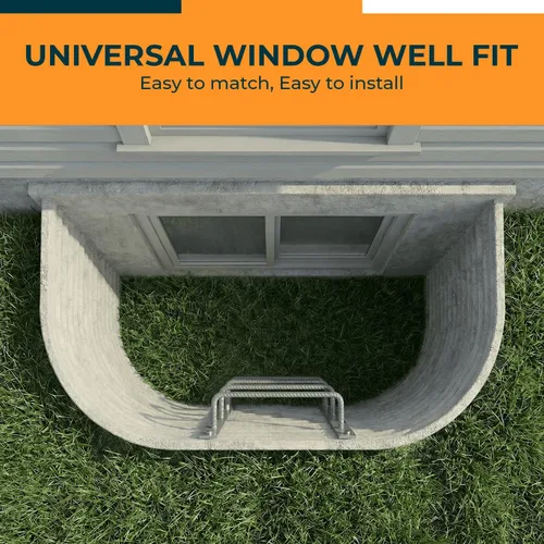 Miniatura 7 de Escalera de acero para ventanas de sótano (gris, 3 peldaños), escalera de salida atornillada resistente para el hogar, fácil de instalar, escaleras