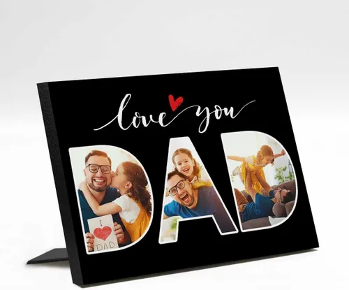 Miniatura 17 de InterestPrint Panel de fotos personalizado para papá y nombre para exhibición de mesa Daddy to Us You're the World, marco de fotos personalizado