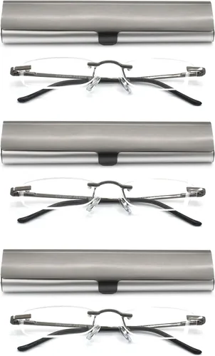 Miniatura 12 de Gafas de lectura sin montura con estuche delgado para hombres y mujeres, negro, dorado y plomizo, azul y rojo Oro