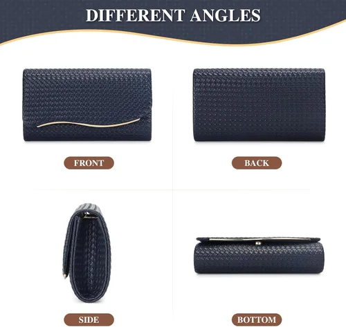 Miniatura 7 de UBORSE Bolsos de mano de noche para mujer, bolso de noche formal tejido, de cuero vegano, bolso cruzado de hombro, bolsa tipo sobre