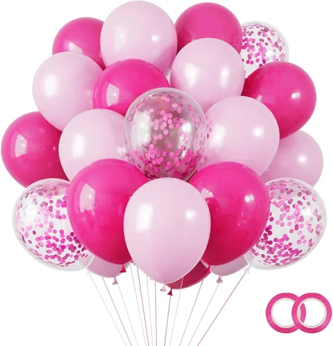 Miniatura 31 de RUBFAC 65 piezas de globos de 12 pulgadas, kit de globos rojos, negros y blancos con confeti y cintas para cumpleaños, bodas, baby shower, Negro