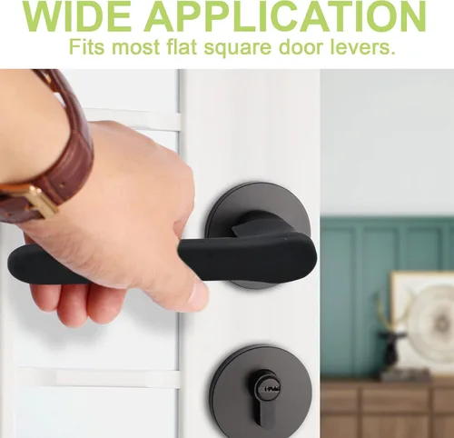 Miniatura 7 de Fundas para manijas de puerta, 4 piezas de silicona negra mate para manijas de puerta, cubiertas para pomos de puerta, protectores antiestáticos