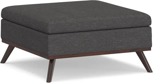Miniatura 25 de Simpli Home Owen - Mesa auxiliar cuadrada de 91 cm (36 pulgadas) de ancho, otomana de almacenamiento con tapa superior, reposapiés tapizado en cuero