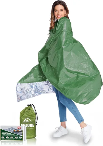ANLOKE Mantas de emergencia Mylar térmicas (paquete de 4) de manta espacial de 82 x 62 pulgadas. Mantas de supervivencia con equipo de campamento
