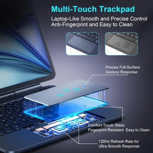 Miniatura 5 de WIWU Funda para iPad con teclado Air de 11 pulgadas (M4 2026/M3 2025/M2 2024), teclado iPad Pro de 11 pulgadas con trackpad fácil de instalar