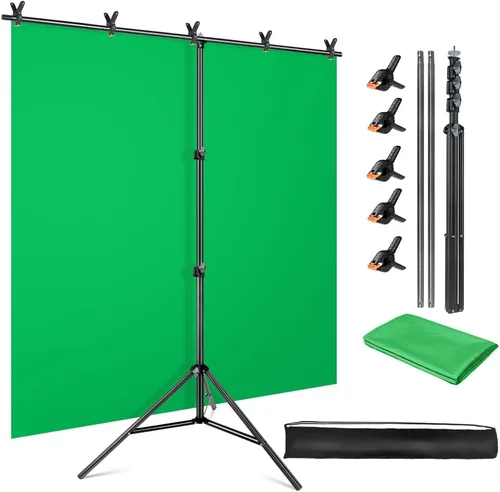 Miniatura 9 de Pantalla de fondo en blanco y negro con kit de soporte de 5 x 6.5 pies para estudio de foto y video, fondo negro reversible 2 en 1, pantalla blanca