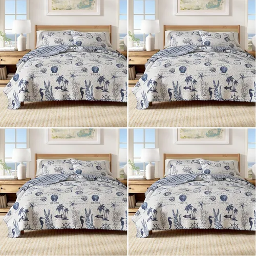 Miniatura 7 de Great Bay Home - Juego de ropa de cama Coastal para cama individual/extra grande, edredón costero de verano con funda, juego de edredón reversible