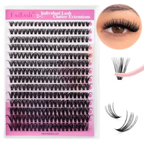 Miniatura 24 de Extensiones de pestañas en racimo 20D, bandeja mixta con pestañas individuales en racimo, de visón negro, para colocar en casa, maquillaje