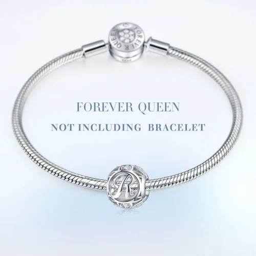Miniatura 11 de FOREVER QUEEN - Dije con letra inicial de la A a la Z, para pulsera y collar, de plata de ley 925 con cuentas de circonita cúbica, joyería de regalo