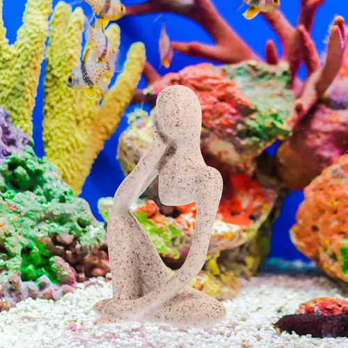 Miniatura 3 de Estatuilla de pensador de resina, escultura abstracta, estatua decorativa para el hogar, oficina, estantería y escritorio, arte estético único