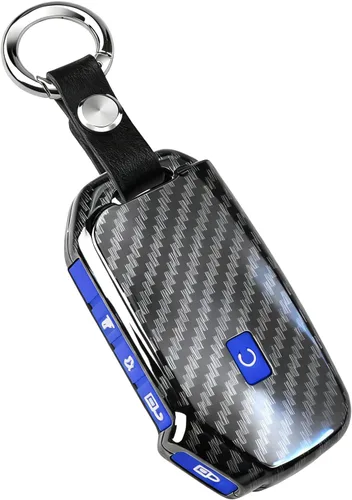 Miniatura 11 de QBUC Funda para llavero KIA, funda para llavero con llavero para Kia Ceed Cerato Forte, etc. (1 botón o no solo en la superficie frontal) (azul)