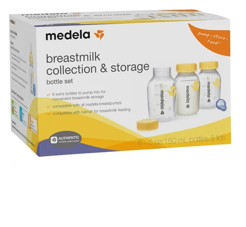 Miniatura 2 de Medela Botellas de recolección y almacenamiento de leche materna, paquete de 6, recipiente de leche materna de 5 onzas, compatible con extractores