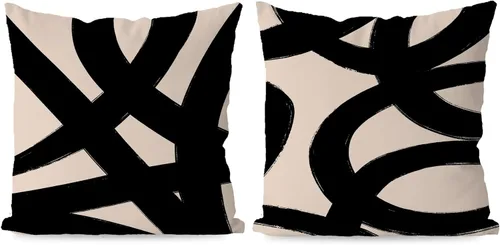 Miniatura 20 de KEUSPI Fundas de almohada decorativas negras y beige, juego de 4 fundas de almohada negras para sofá, decoración del hogar, estilo boho moderno