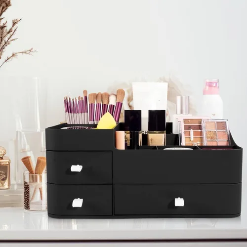 Miniatura 2 de Organizador de maquillaje para tocador, organizador grande de encimera con cajones, almacenamiento de cosméticos para el cuidado de la piel