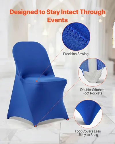 Miniatura 173 de VEVOR 150 fundas blancas para sillas de poliéster y elastano, fundas elásticas para bodas, fiestas, comedor, banquetes, sin pinzas, 150
