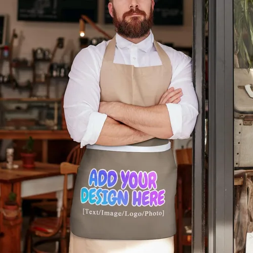 Miniatura 72 de AXKEUDO Delantal personalizado con bolsillos, delantales de cintura para camarera para cocinar en casa, restaurante, servir trabajo