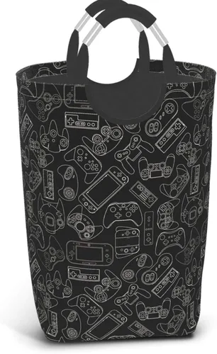 Miniatura 8 de Joysticks de videojuegos - Cesta de lavandería con asas, temática de juegos, cesta de lavandería, organizador de juguetes, cubo plegable, cubo