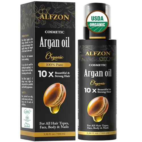 Aceite de argán marroquí 100% puro USDA orgánico prensado en frío sin refinar – Tratamiento hidratante profundo para cabello seco y dañado, rizado y