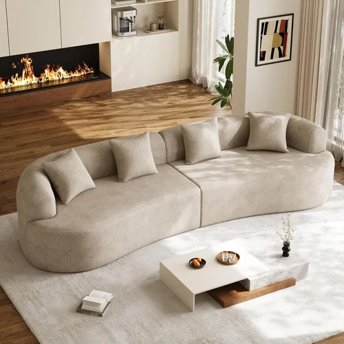 Miniatura 25 de Sofá modular de gran tamaño de 131 pulgadas para sala de estar, moderno sofá de lujo de felpilla de 4 plazas extra profundo y ancho, con 4 cojines