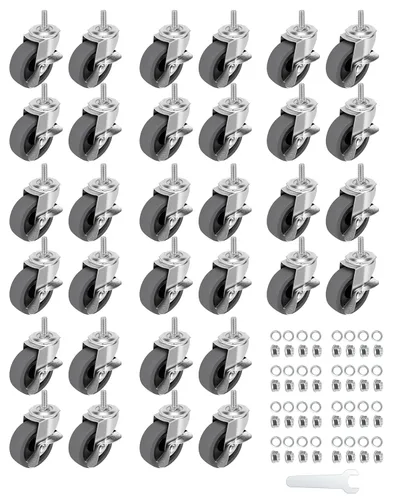 Miniatura 12 de Ruedas giratorias, juego de 4 ruedas giratorias de bloqueo de 3 pulgadas, 3/8-16 x 1 (diámetro del tornillo 3/8 pulgadas, longitud 1 pulgada)