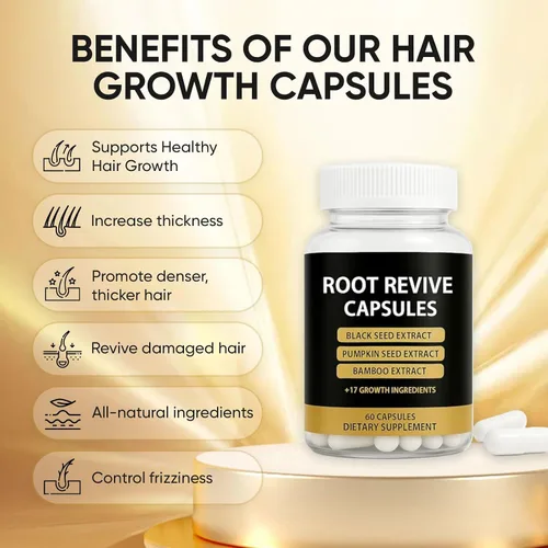 Miniatura 5 de Root Revive Cápsulas para mujeres negras, nutre el cabello adelgazante y aumenta el grosor del cabello, con extracto de semilla negra, biotina, 17