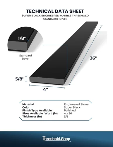 Miniatura 5 de Umbral de Mármol Artificial Súper Negro para Bordillo de Ducha, Protector contra Salpicaduras de Tocador de Baño, Alféizar de Ventana, Transiciones