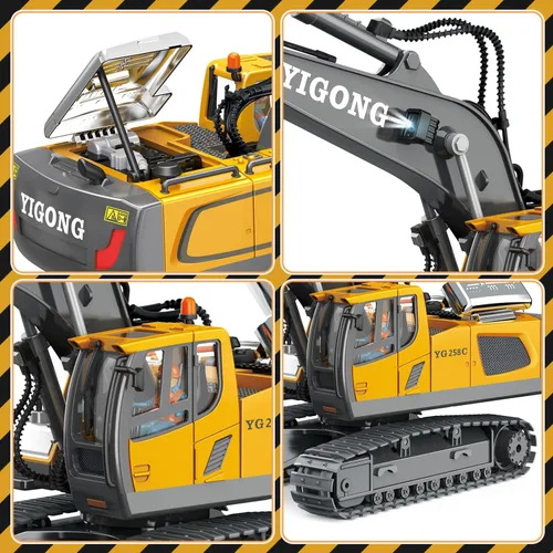 Miniatura 4 de Bulldozer a control remoto – 11 canales RC Bulldozer cargador frontal juguete con luz y sonido – Vehículo de construcción completo 1/24 juguetes