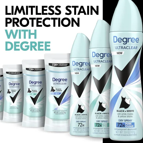 Miniatura 6 de Degree UltraClear - Desodorante antitranspirante negro y blanco en espray seco antimarcas blancas y manchas amarillas, antitranspirante puro