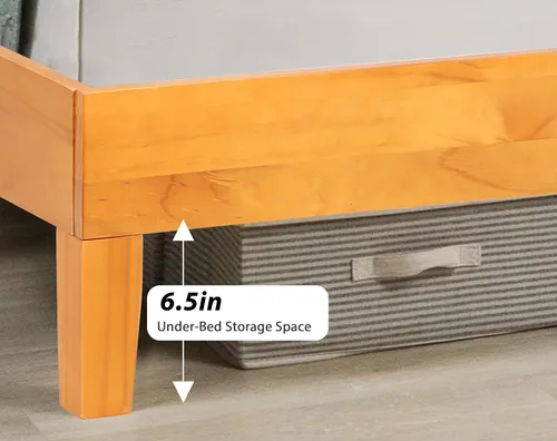 Miniatura 6 de MKDLUFEI Marco de cama de madera, cabecera y marco King con cabecera completa, marco de cama de madera con 14 listones de madera fuertes, cama