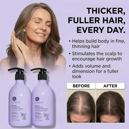 Miniatura 5 de Luseta B-Complex - Juego de champú y acondicionador para fortalecer el cabello, champú y acondicionador de rutina para mujeres, champú de biotina
