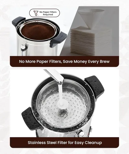 Miniatura 6 de Commercial Coffee Maker 40-Cup Large Coffee Urn with Percolator Coffee Pot Electric 6L Stainless Steel Fast Brew Hot Water Dispenser for Tea