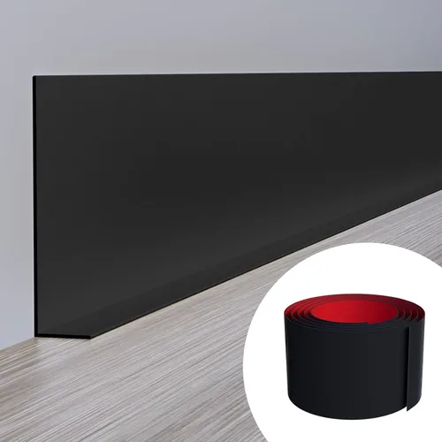 Duzzy Moldura Flexible para Zócalo, 5 Pulgadas (Ancho) x 60 Pies (Largo) de Moldura de Pared de Goma para Despegar y Pegar, Base de Pared de Vinilo