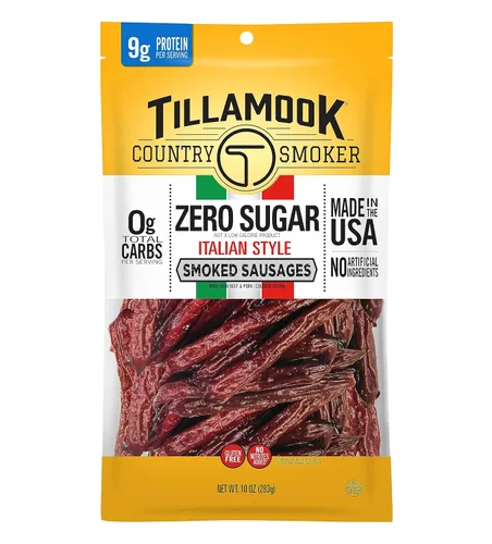 Miniatura 8 de Tillamook Country Smoker Salchichas ahumadas sin azúcar aptas para dieta cetogénica, original, 10 onzas (paquete de 2)