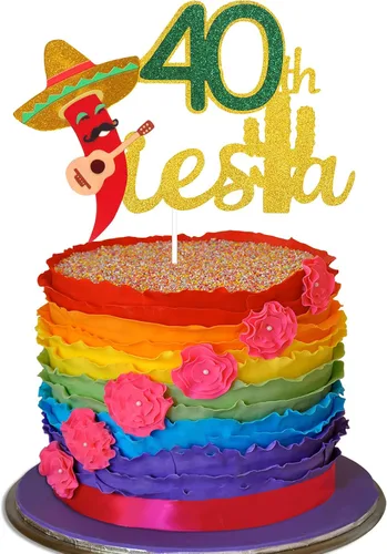 Miniatura 8 de Decoración para pastel de 30 cumpleaños – Taco Bout 30 cumpleaños fiesta de cumpleaños suministros de pastel de chile con purpurina – Fabulous