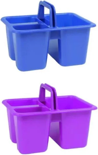 Miniatura 6 de Kids Arts & Crafts - Pequeños cubos de plástico con asas, 3 compartimentos, colores surtidos, juego de 4