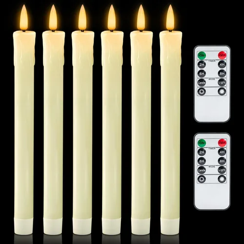 Miniatura 7 de Homemory Velas cónicas sin llama con cera y temporizador remoto con atenuador, candelabros LED parpadeantes, velas de ventana operadas con batería
