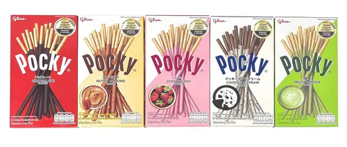 Miniatura 12 de Glico Pocky, palitos de galletas cubiertos de crema de fresa, 9 paquetes individuales, bolsa de 3.81 onzas, caja de exhibición de 5