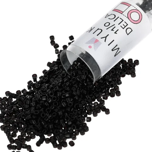Cuentas de semillas Miyuki Delica – Tamaño 11/0 (1,6 mm), DB0010, Negro, 7,2 g, Aprox. 1440 cuentas, Fabricadas en Japón