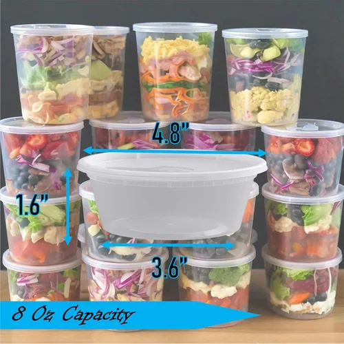 Miniatura 2 de Mr Miracle Recipientes de 8 onzas con tapas, paquete de 48 unidades de plástico transparente hermético, reutilizable, para alimentos y multiusos