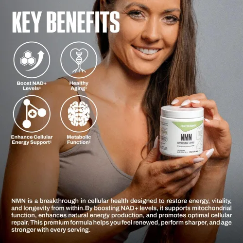 Miniatura 3 de NutraBio NMN - Suplemento NAD, apoyo a la longevidad, aumenta los niveles de NAD, incrementa la energía celular, salud cerebral, envejecimiento