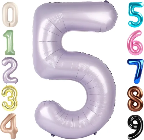 Miniatura 344 de Globos de números de 5 globos de 40 pulgadas, decoraciones de cumpleaños azules para niños y niñas, globos de números azul marino grandes