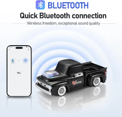 Miniatura 2 de Altavoz Bluetooth retro para camión, diseño de automóvil vintage, sonido estéreo inalámbrico portátil, emparejamiento TWS, luces LED de fiesta