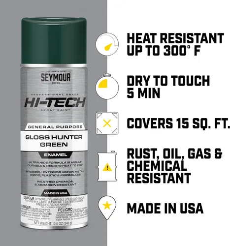 Miniatura 3 de Seymour 16-115 Hi-Tech Esmalte Pintura en Aerosol, Negro Brillante Brillo negro