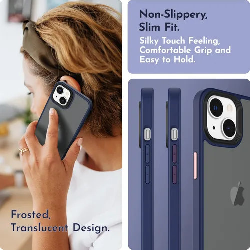 Miniatura 3 de Funda compatible con iPhone 14 con protector de pantalla, cuerpo completo, a prueba de golpes, con protector de cámara, translúcido mate, funda