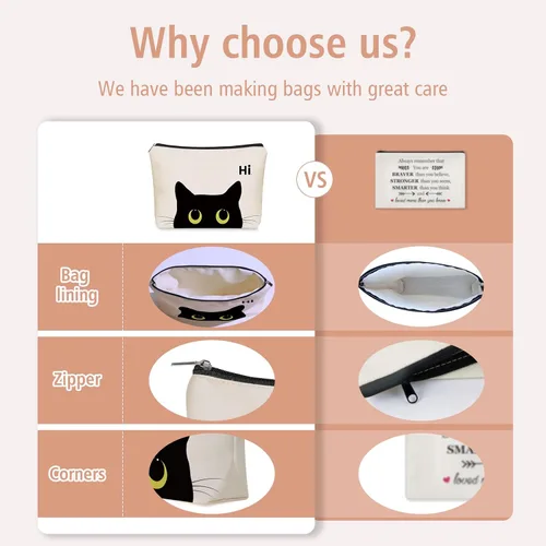 Miniatura 2 de Bolsa de maquillaje de gato negro para regalo de mamá y gato: bonita bolsa de cosméticos y artículos de tocador para niñas y mujeres, hermanas